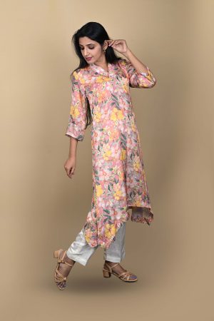 Peach Floral Kurta