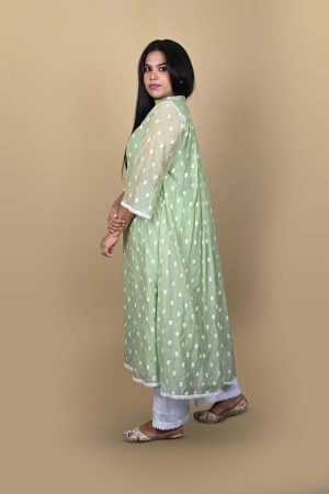 Green Kurta With White Palazzo