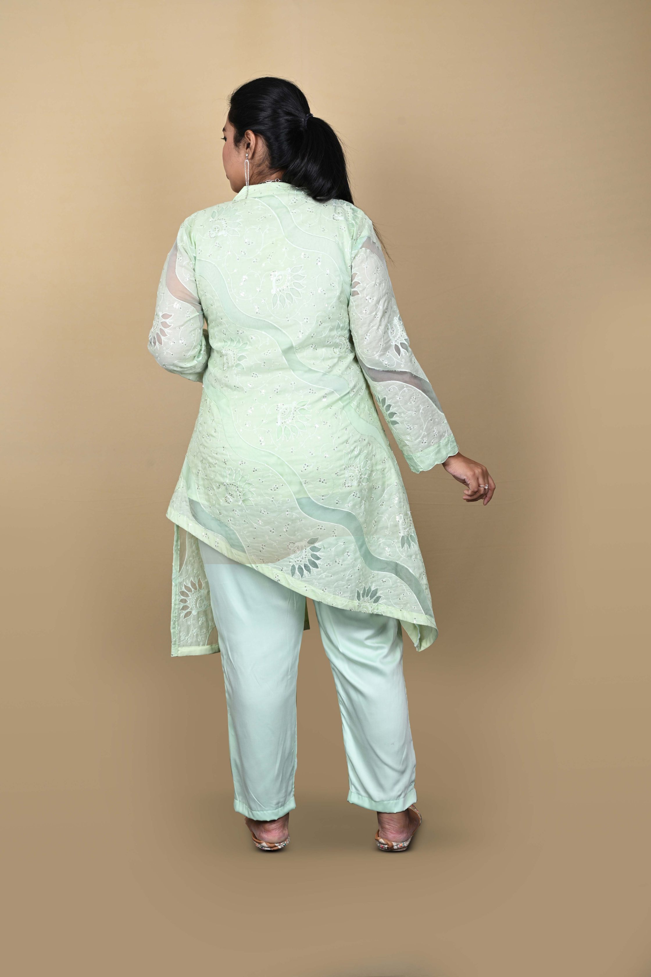 High-Low Organza Kurta Set