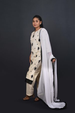 ivory and black Kurta Set
